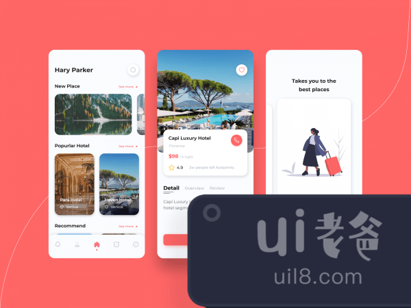 Travel Booking Mobile App for Figma and Adobe XD No 1