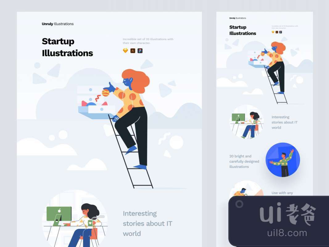 Unruly Landing Page Illustrations for Figma and Adobe XD No 1