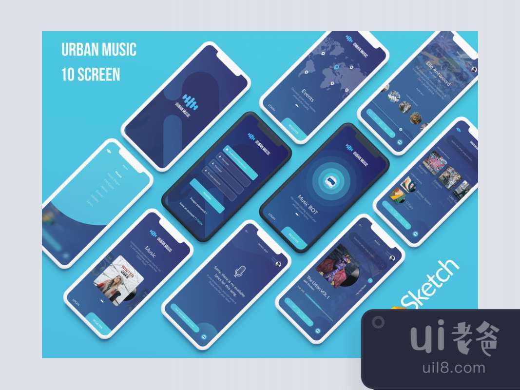 Urban Music UI Kit for Figma and Adobe XD No 1
