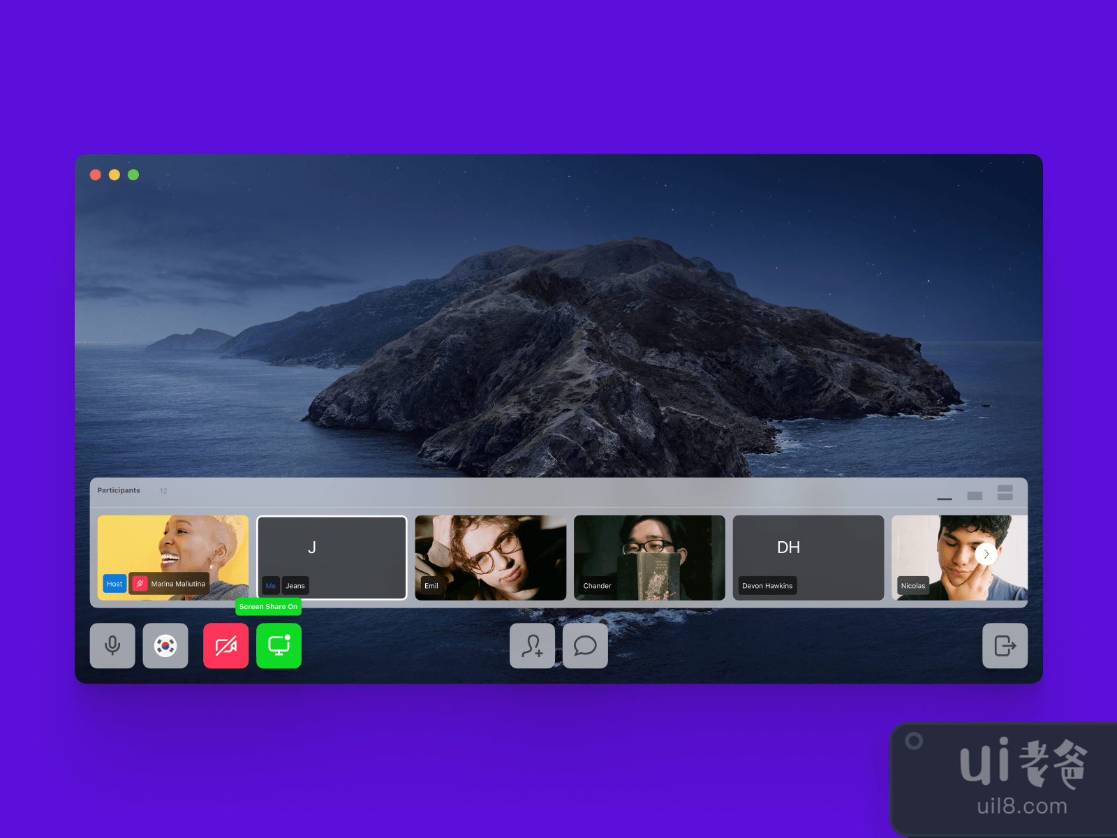 Video Conferencing App (for MacOS) for Figma and Adobe XD No 4