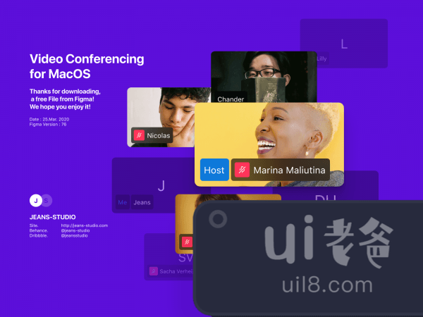 Video Conferencing App (for MacOS) for Figma and Adobe XD No 1