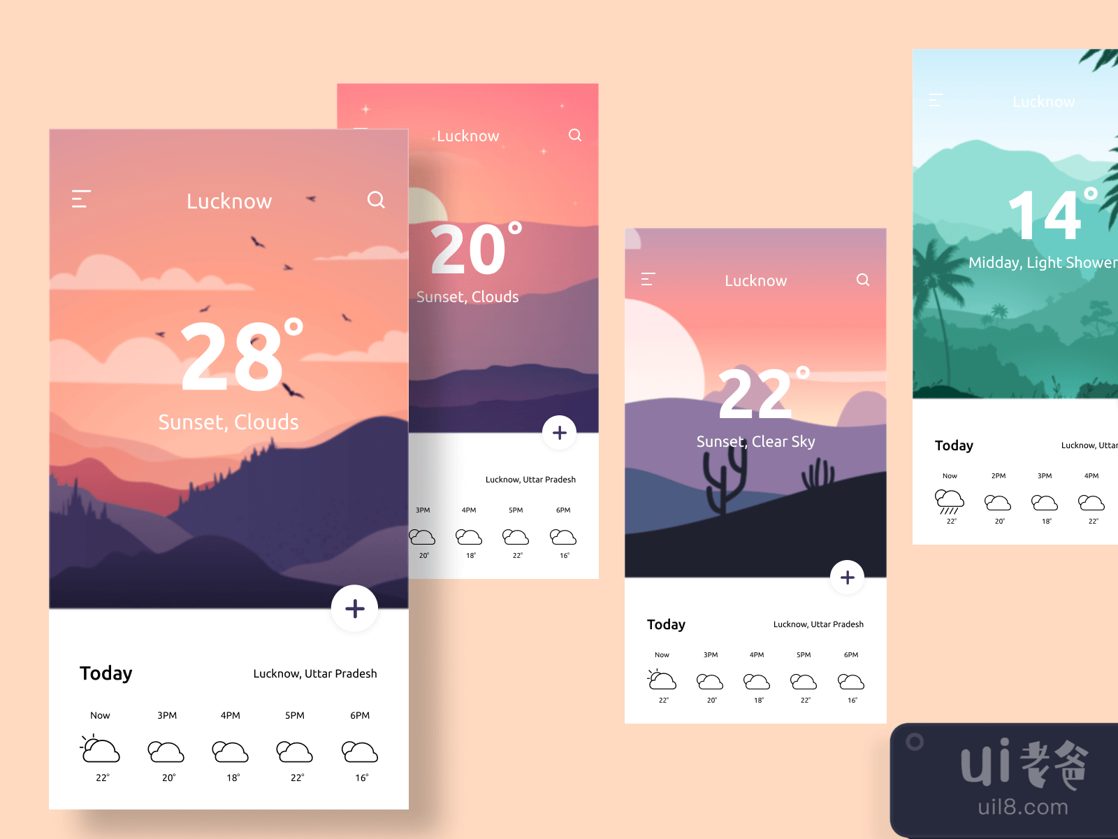 Weather App Cards for Figma and Adobe XD No 3