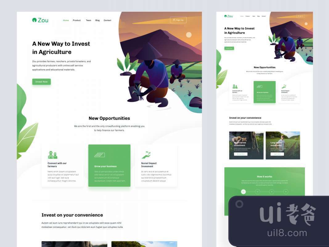 Zou - Farm Landing Page for Figma and Adobe XD No 1