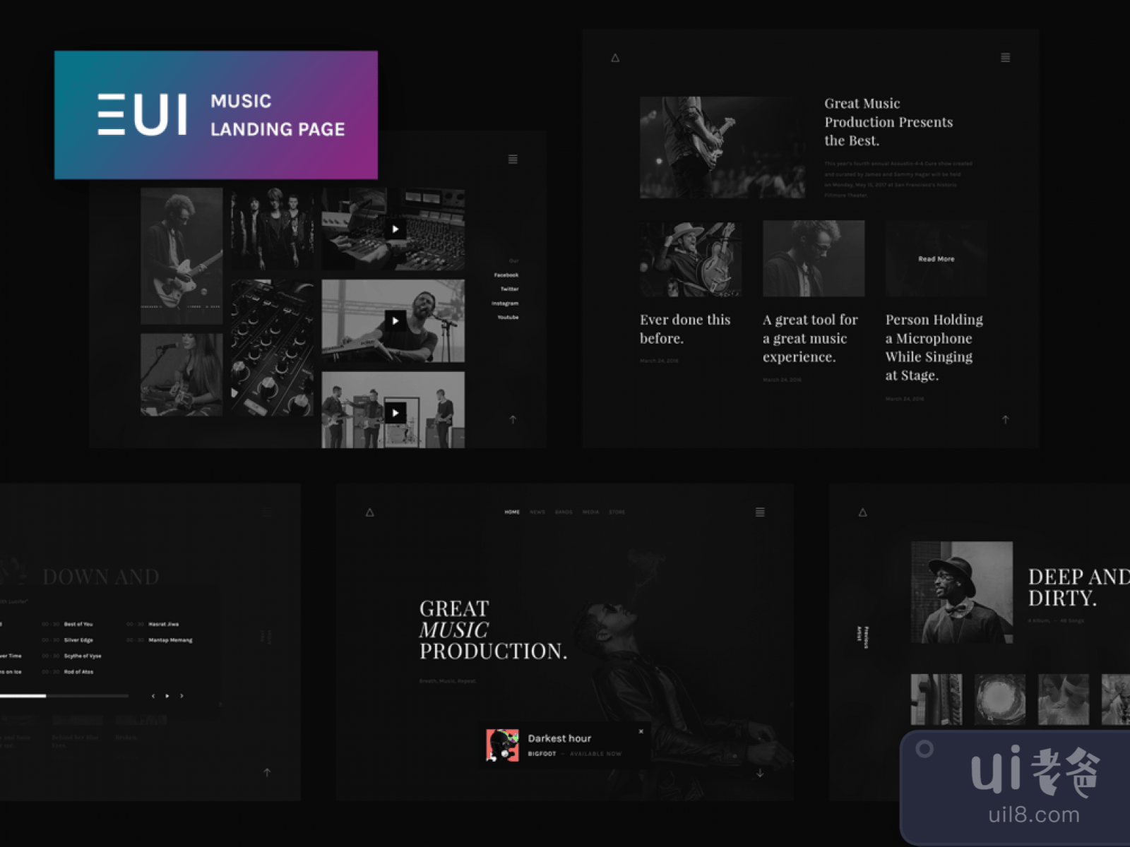 EUI Free Music Landing Page for Figma and Adobe XD No 1