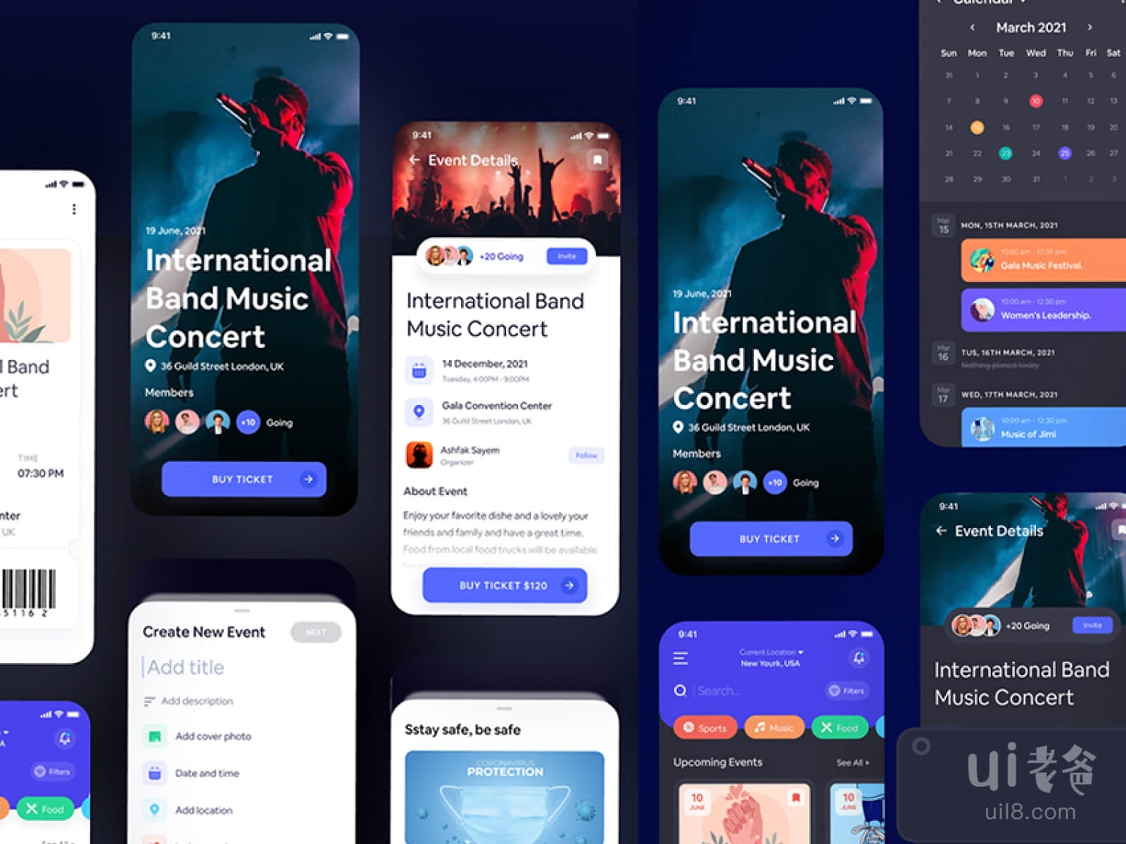 Event Booking App UI KIt for Figma and Adobe XD No 1