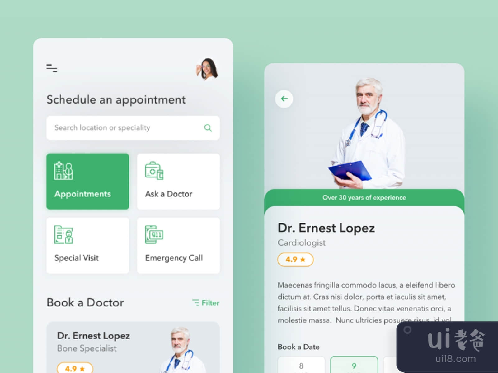 Find a Doctor App for Figma and Adobe XD No 1