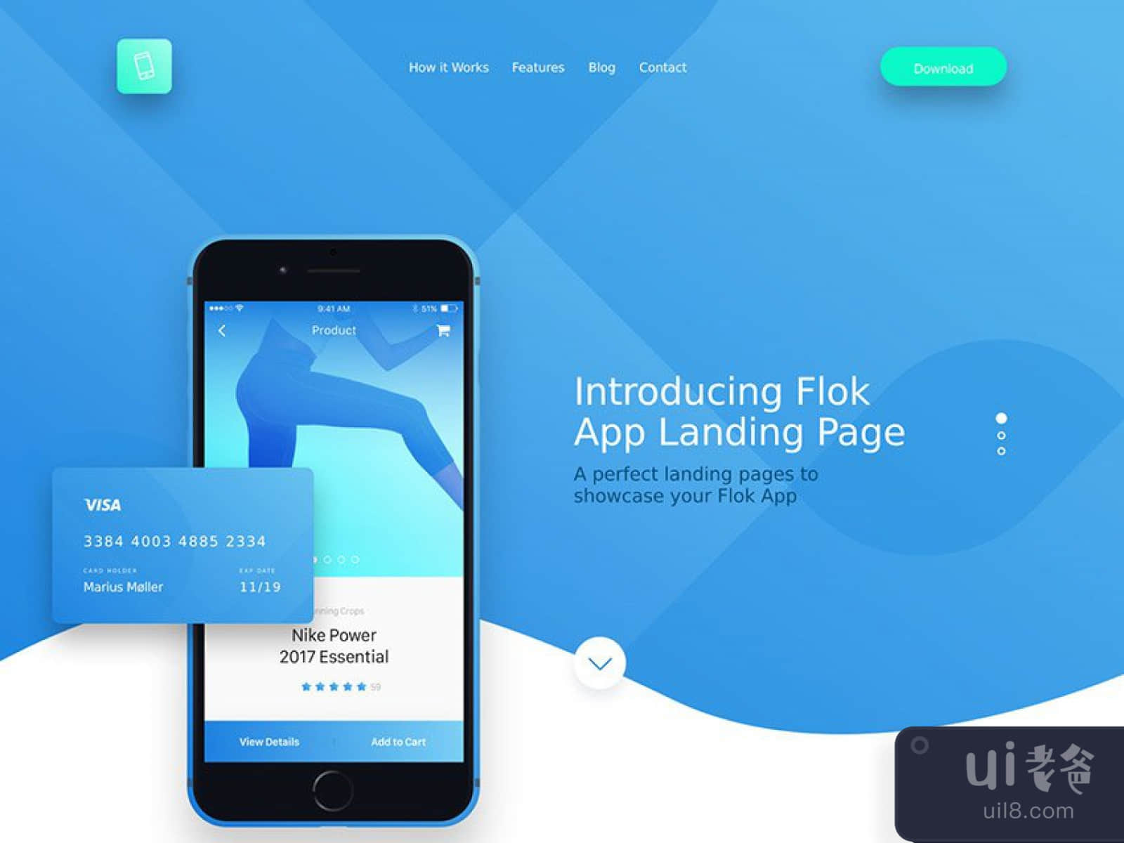 Flok App Landing Page for Figma and Adobe XD No 1