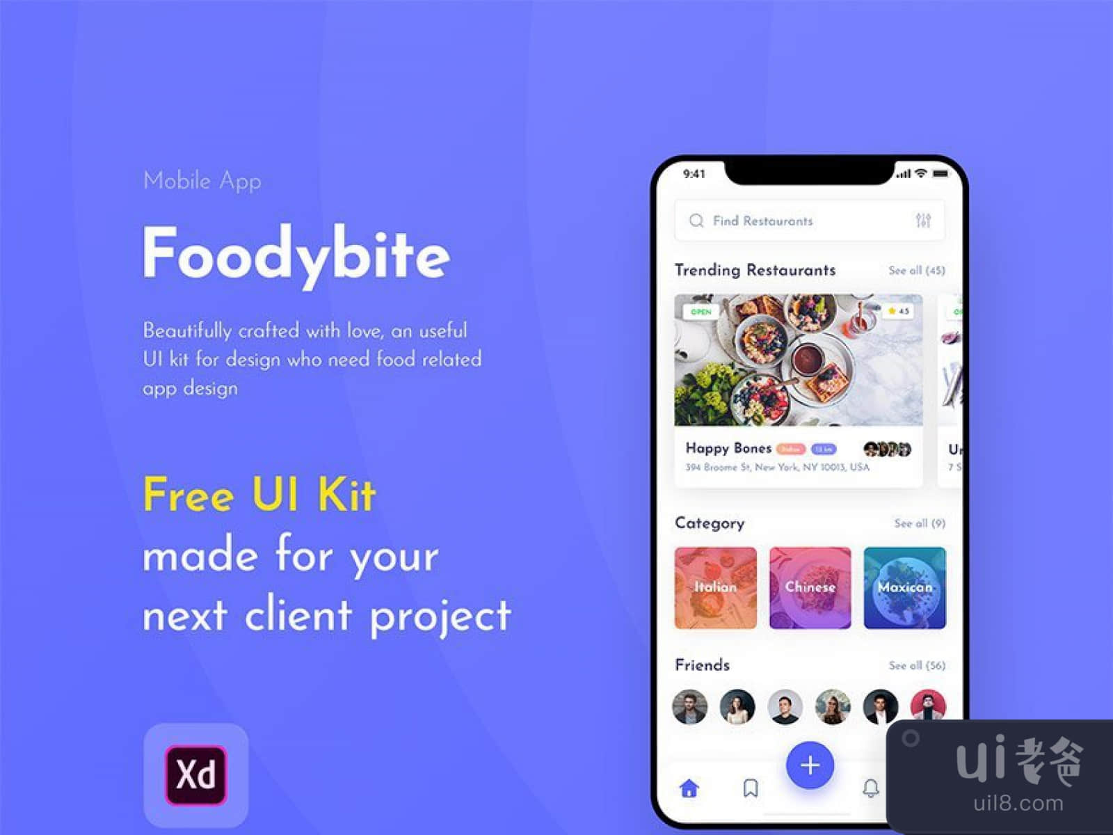 Foodybite App Design for Figma and Adobe XD No 1