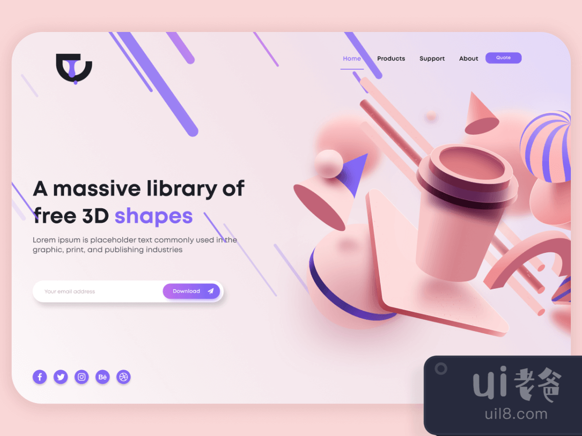 3d Shape Landing Page for Figma and Adobe XD No 1