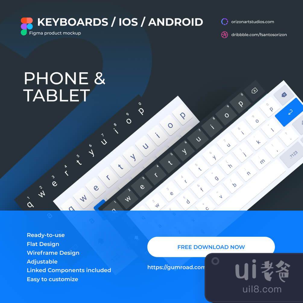 Android & iOS Keyboards for Figma and Adobe XD No 1