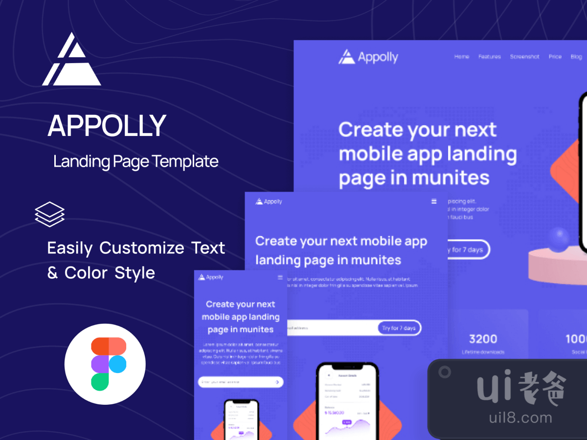 App Landing Page Template for Figma and Adobe XD No 1