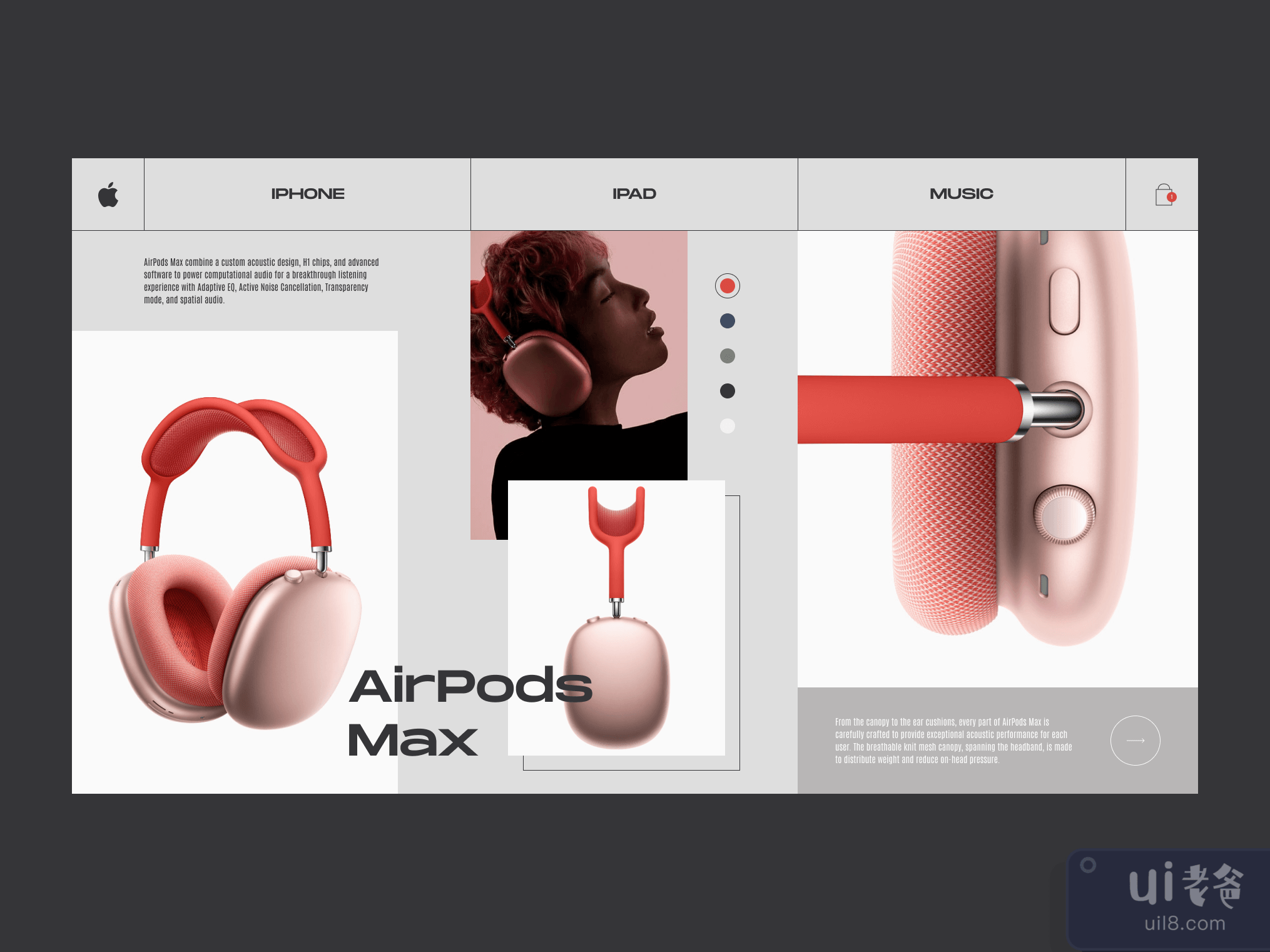 Apple AirPods Max  Product Card for Figma and Adobe XD No 1