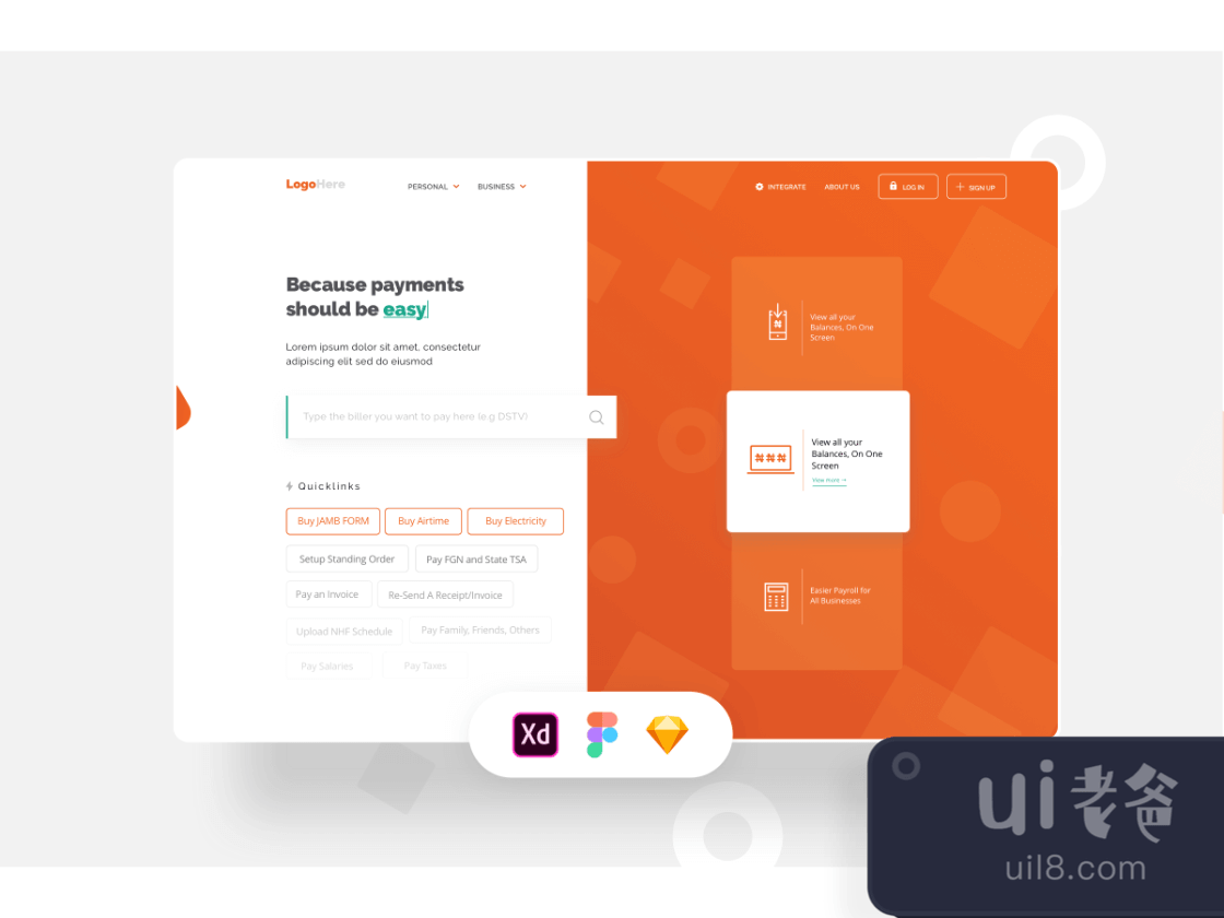 Biller Landing Page for Figma and Adobe XD No 1