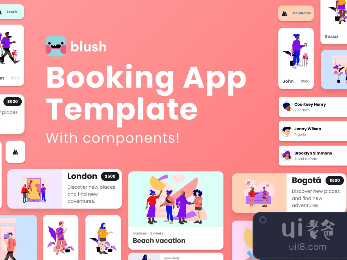 Booking App UI Kit for Figma and Adobe XD No 1