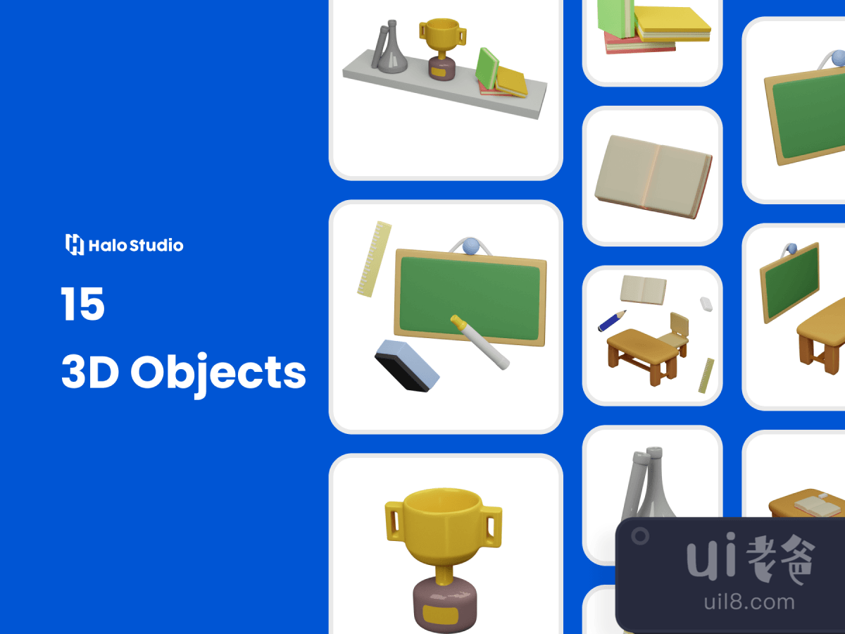 Classroom 3D Icons Set for Figma and Adobe XD No 1