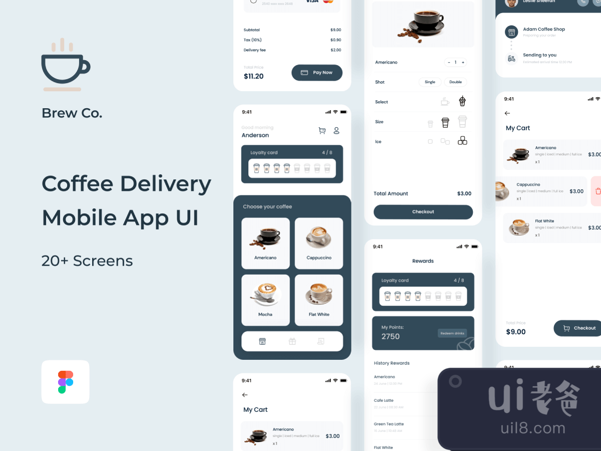 Coffee Delivery Mobile App UI for Figma and Adobe XD No 1