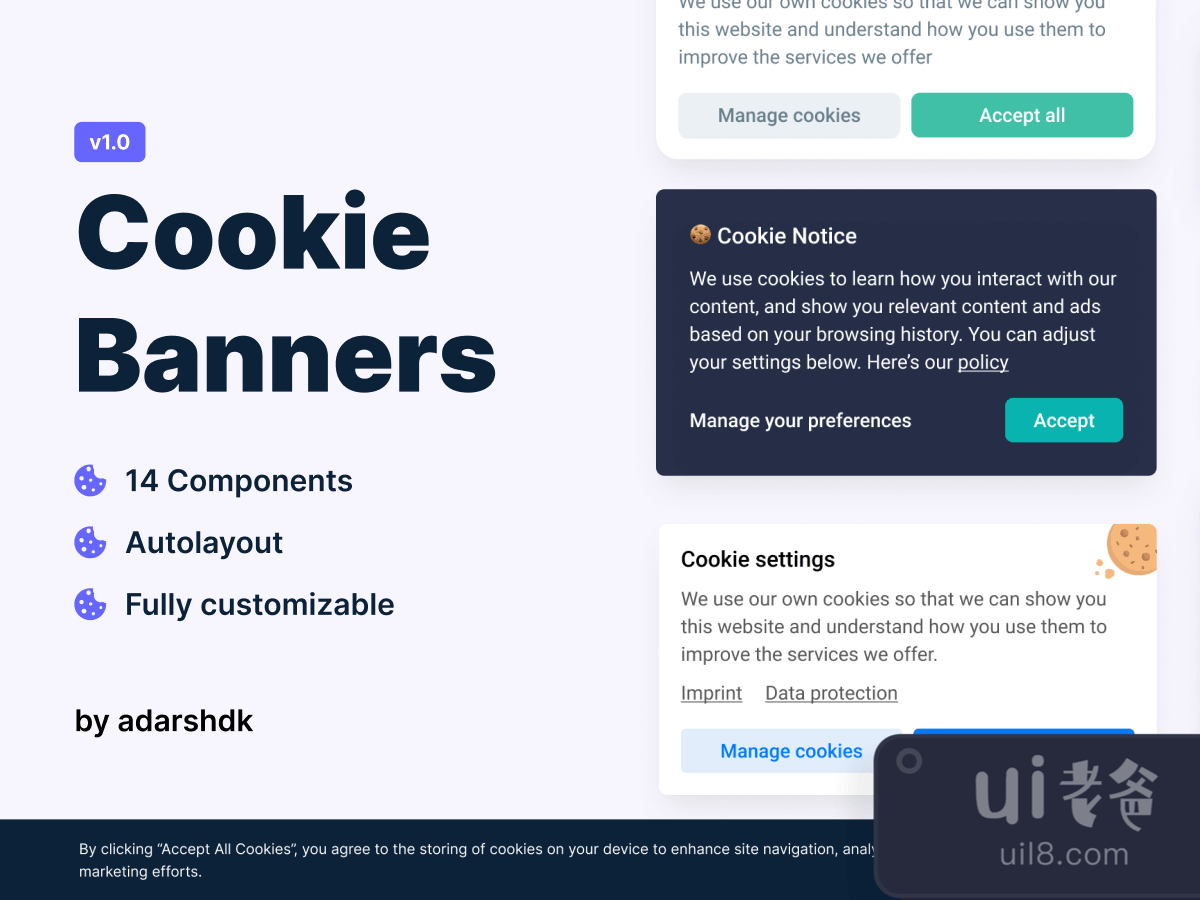 Cookie Banners for Figma and Adobe XD No 1