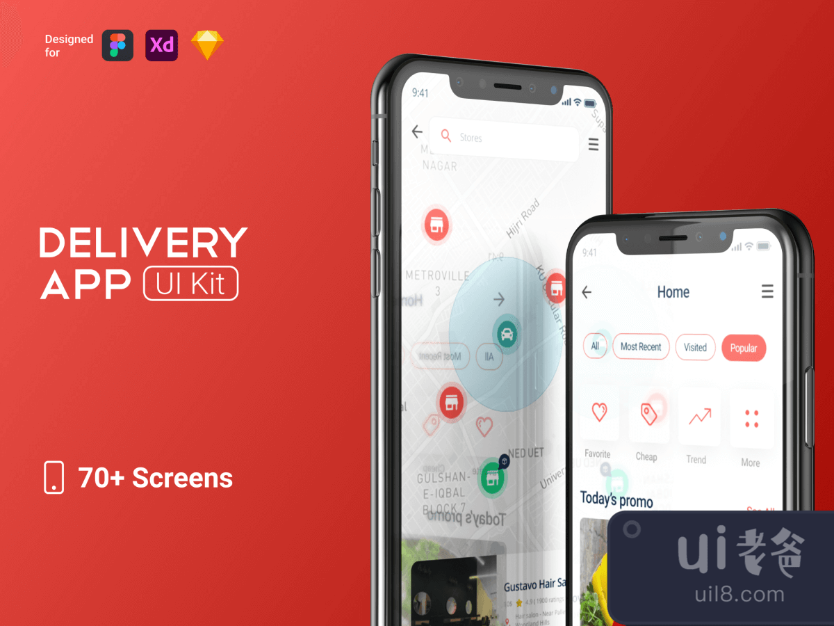 Delivery App UI Design for Figma and Adobe XD No 1