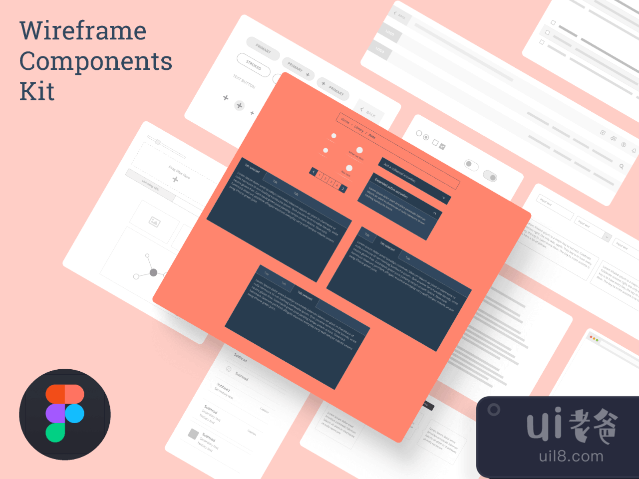Desktop Wireframe Components for Figma and Adobe XD No 1