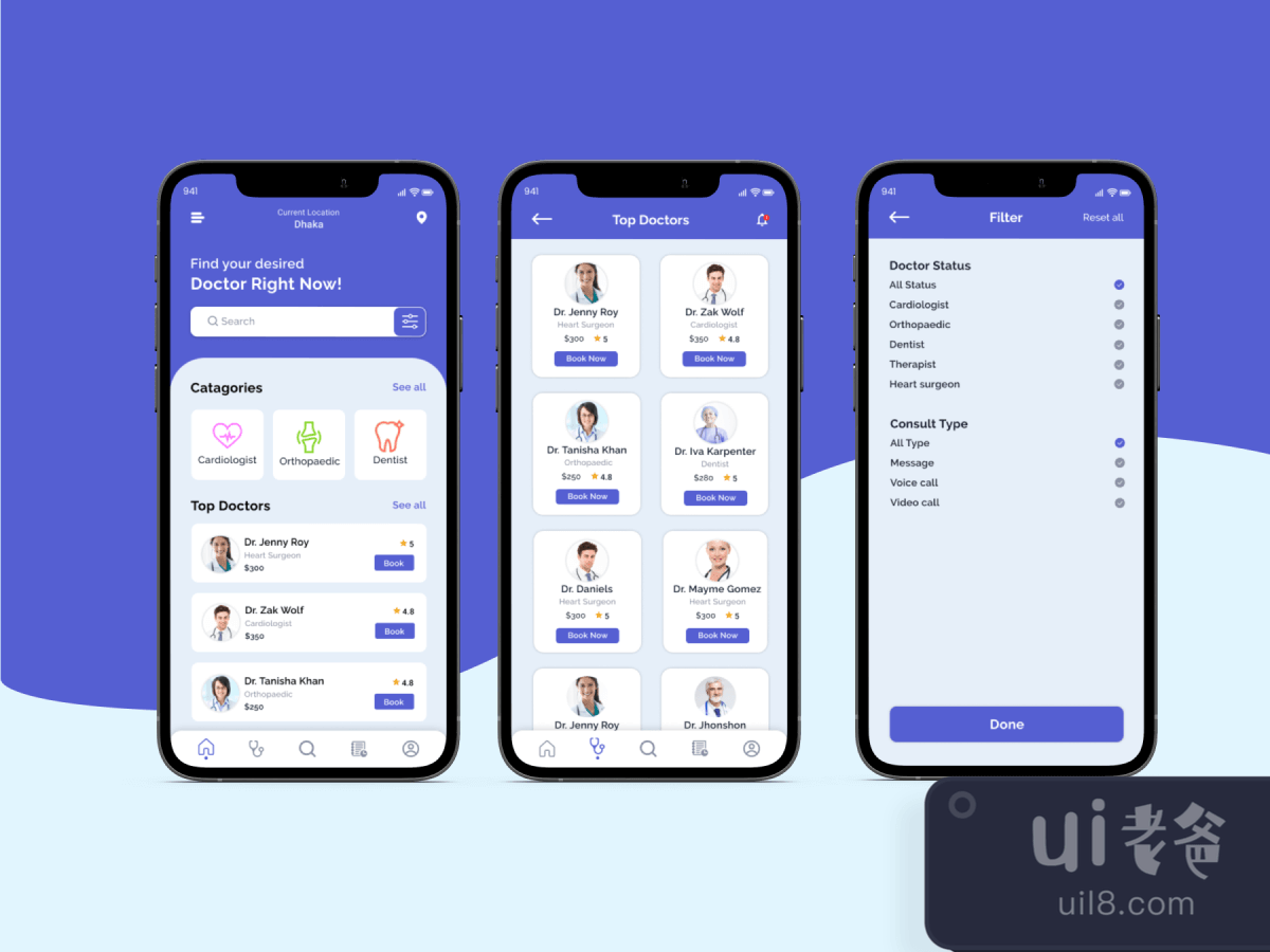 Doctor Appoinment iOS App for Figma and Adobe XD No 1