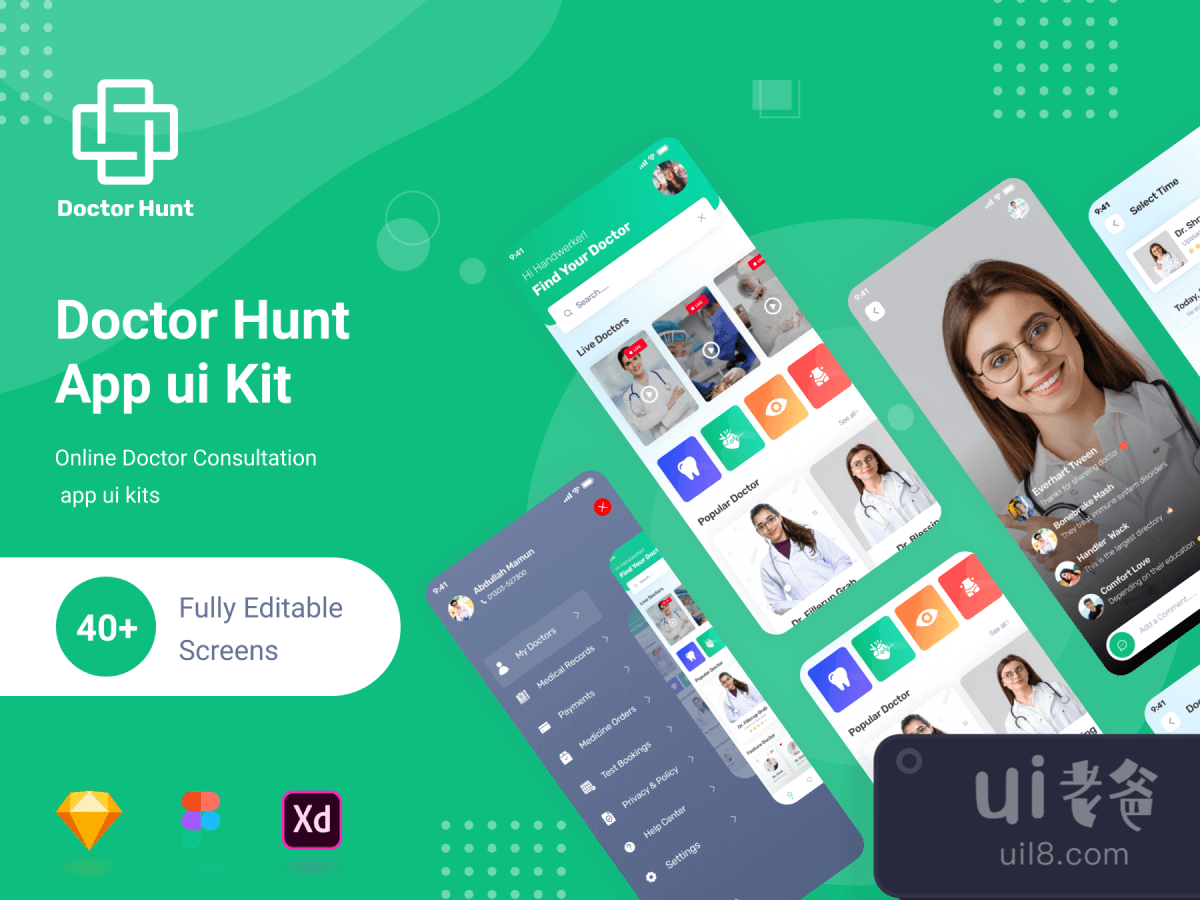Doctor Consultant Mobile App for Figma and Adobe XD No 1
