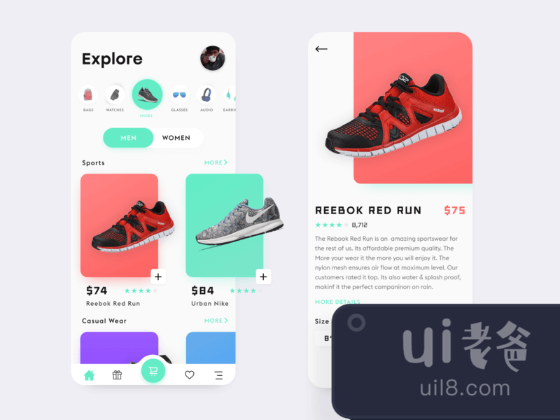 Ecommerce Shoes App for Figma and Adobe XD No 1