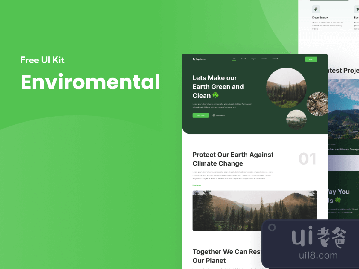 Environmental Website Landing Page for Figma and Adobe XD No 1