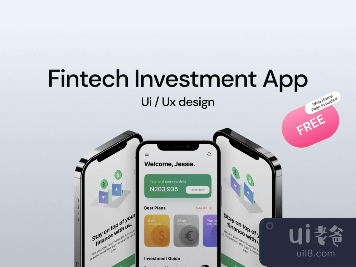 Fintech Investment App UI Kit for Figma and Adobe XD No 1