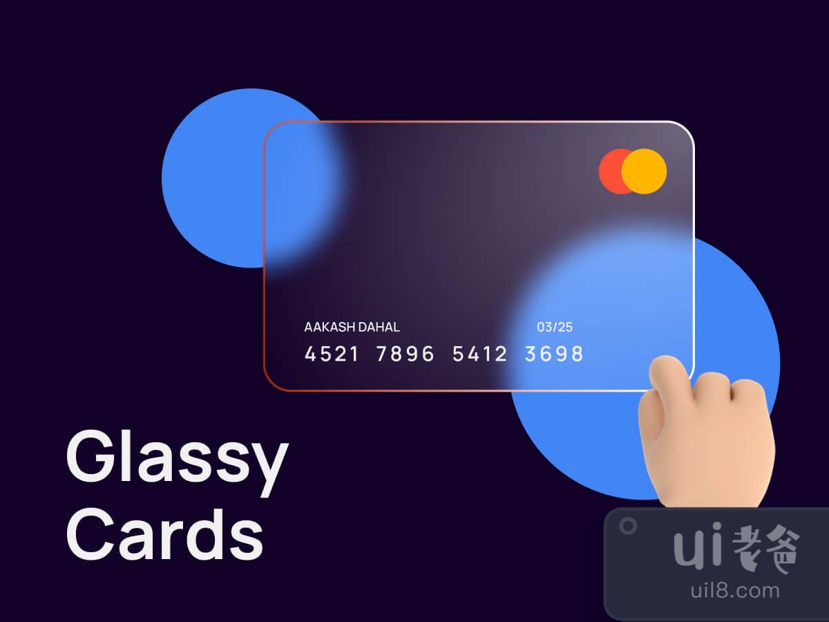 Glassy Cards for Figma and Adobe XD No 1