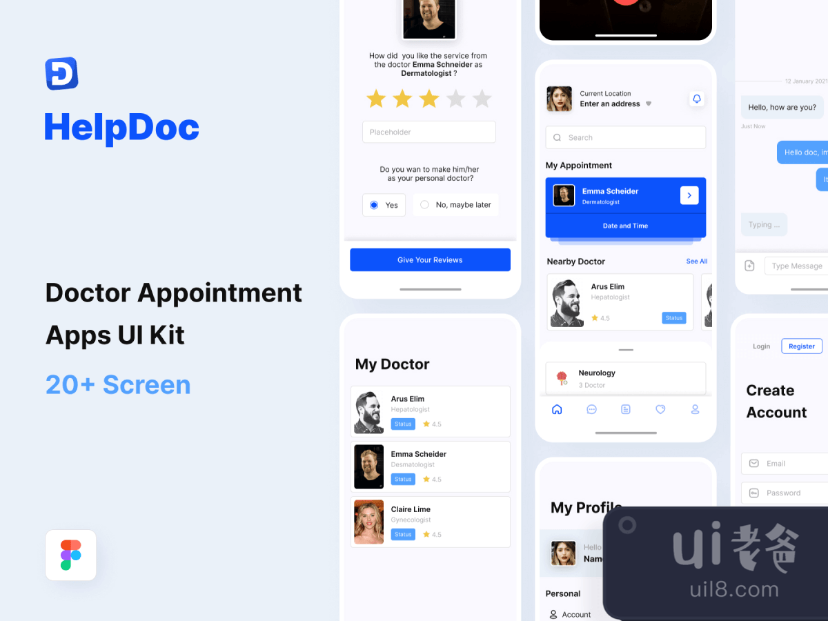 HelpDoc  Doctor App UI Kit for Figma and Adobe XD No 1
