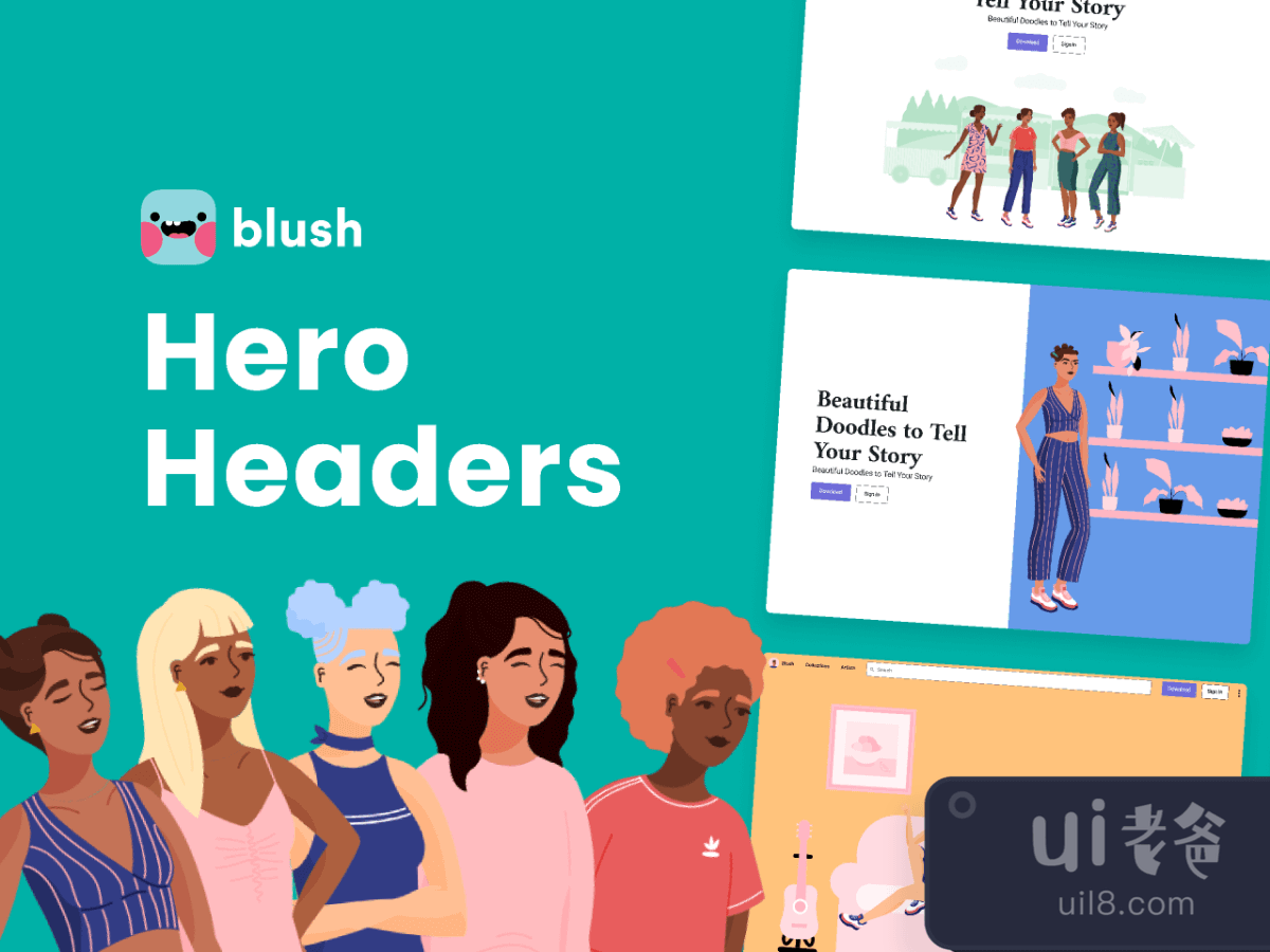 Illustrated Hero Headers for Figma and Adobe XD No 1