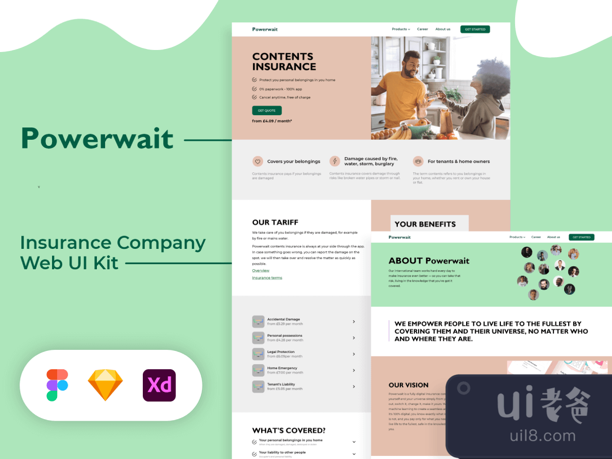 Insurance Company Website Template for Figma and Adobe XD No 1