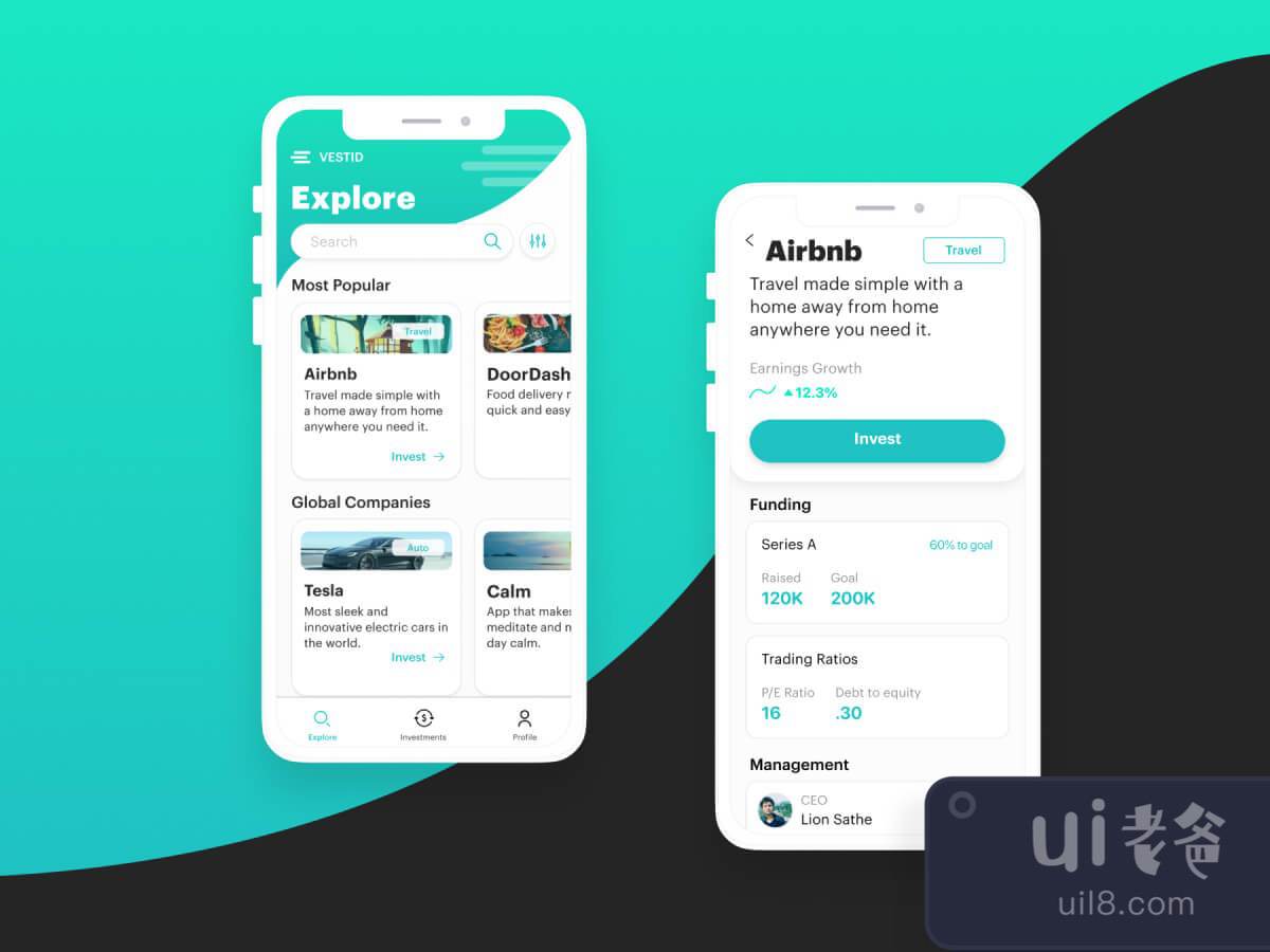 Investment App UI Kit for Figma and Adobe XD No 1