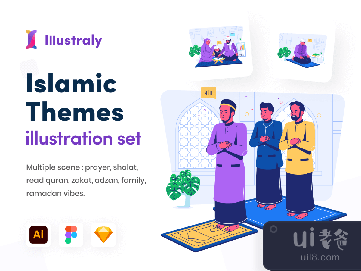 Islamic Illustration Set for Figma and Adobe XD No 1