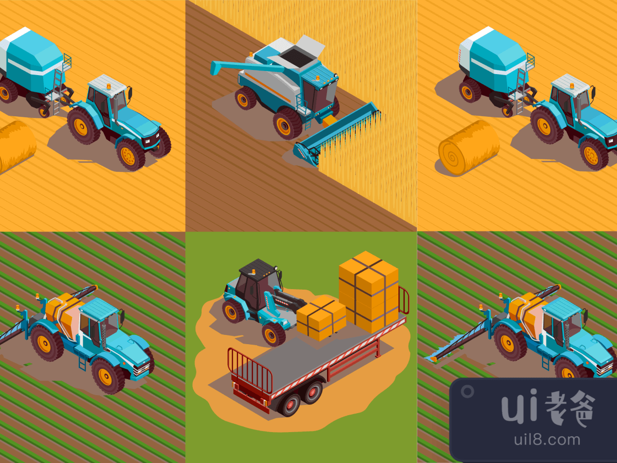 Isometric Agricultural Machines Illustrations for Figma and Adobe XD No 1