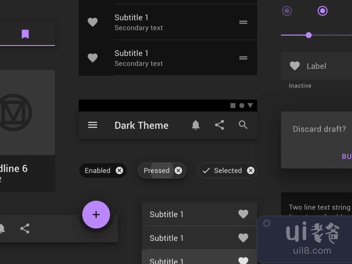 Material Dark UI Kit for Figma and Adobe XD No 1