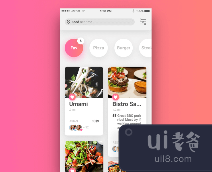 Mobile Restaurant List UI for Figma and Adobe XD No 1
