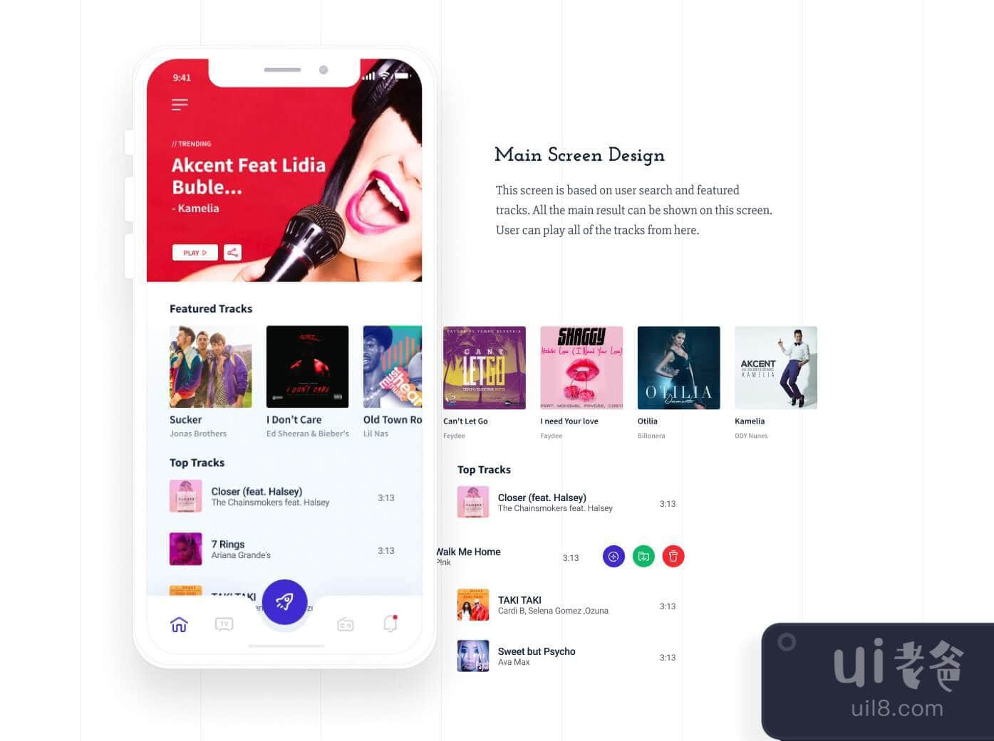 Music App for Figma and Adobe XD No 1