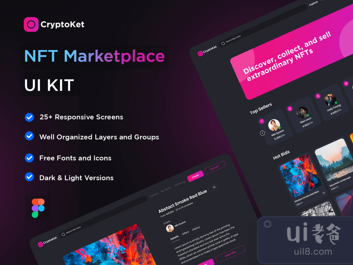 NFT Marketplace UI Kit for Figma and Adobe XD No 1