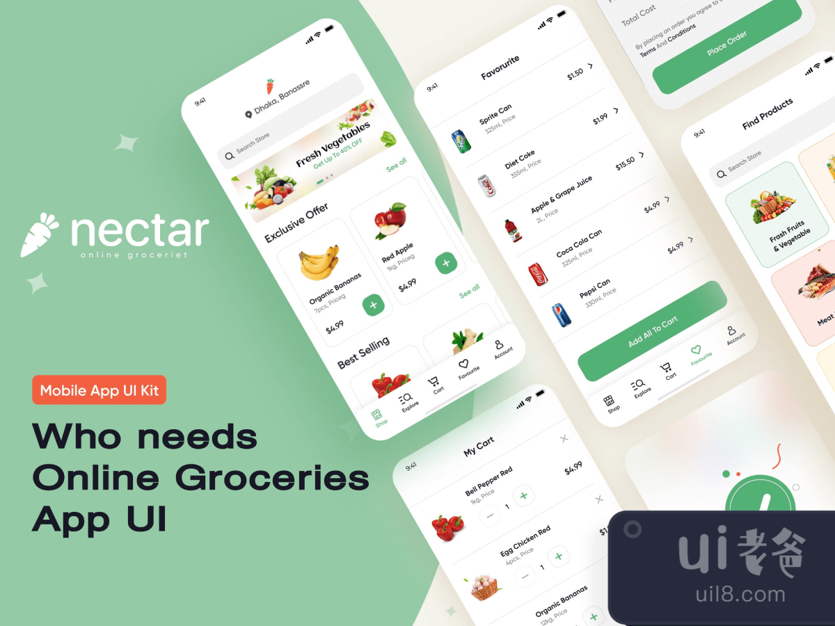 Online Groceries App UI for Figma and Adobe XD No 1