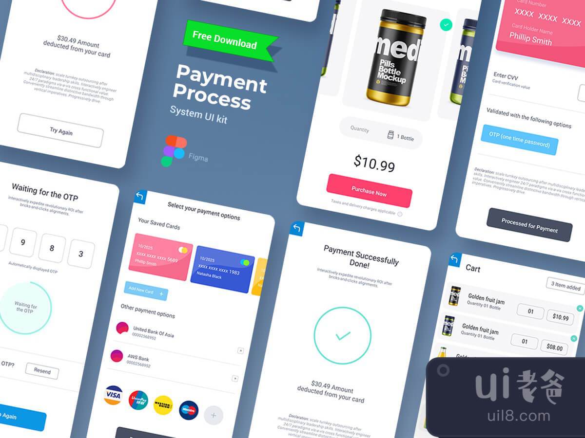 Payment UI Kit for Figma and Adobe XD No 1