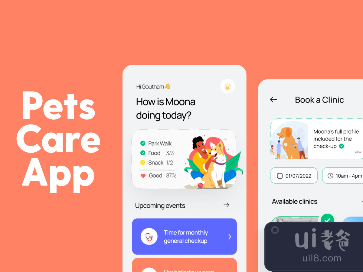 Pets Care App for Figma and Adobe XD No 1