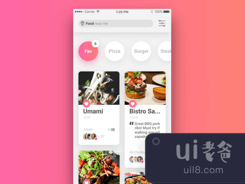 Restaurant List Mobile Concept for Figma and Adobe XD No 1