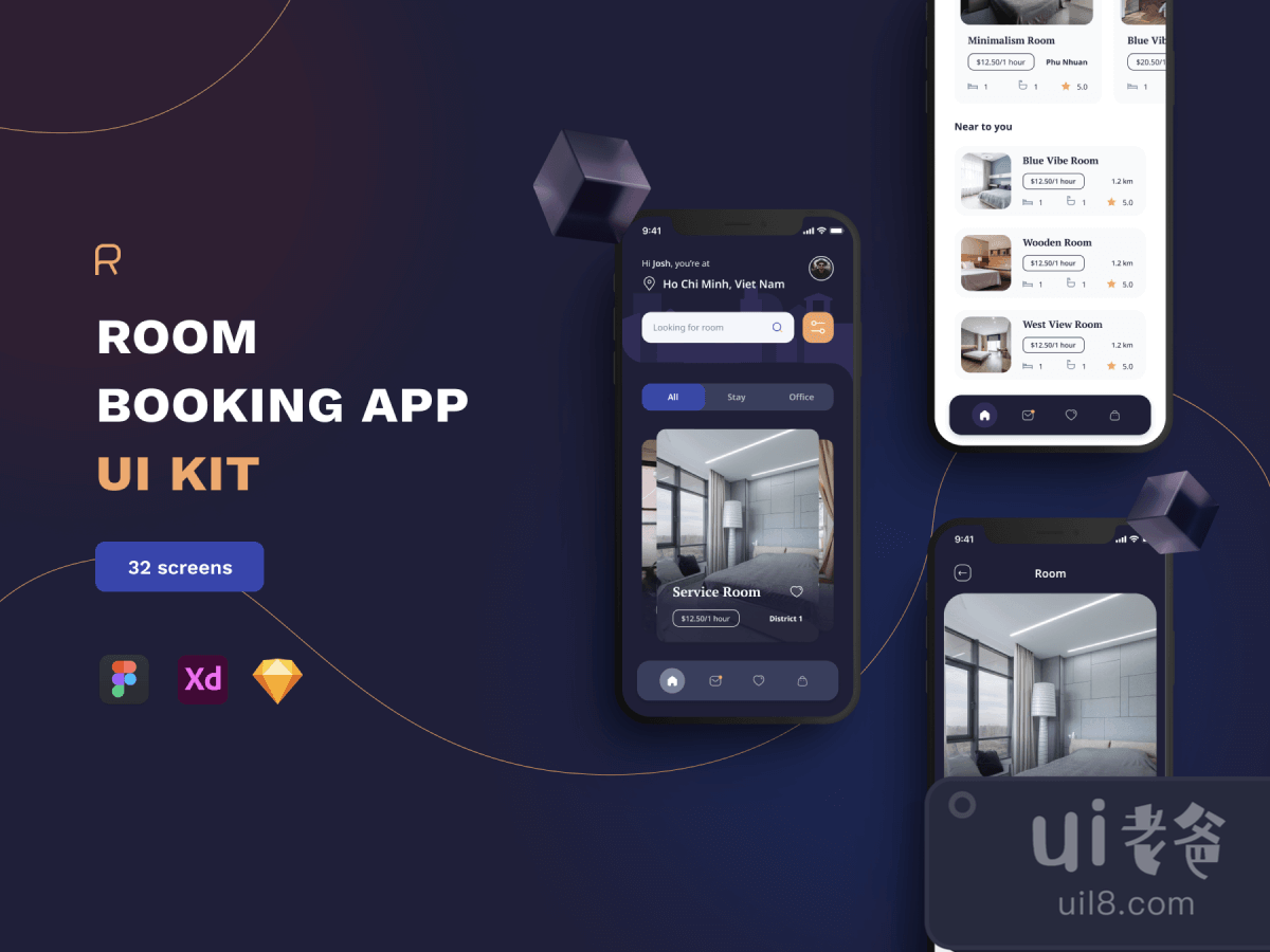 Room Booking App UI Kit for Figma and Adobe XD No 1