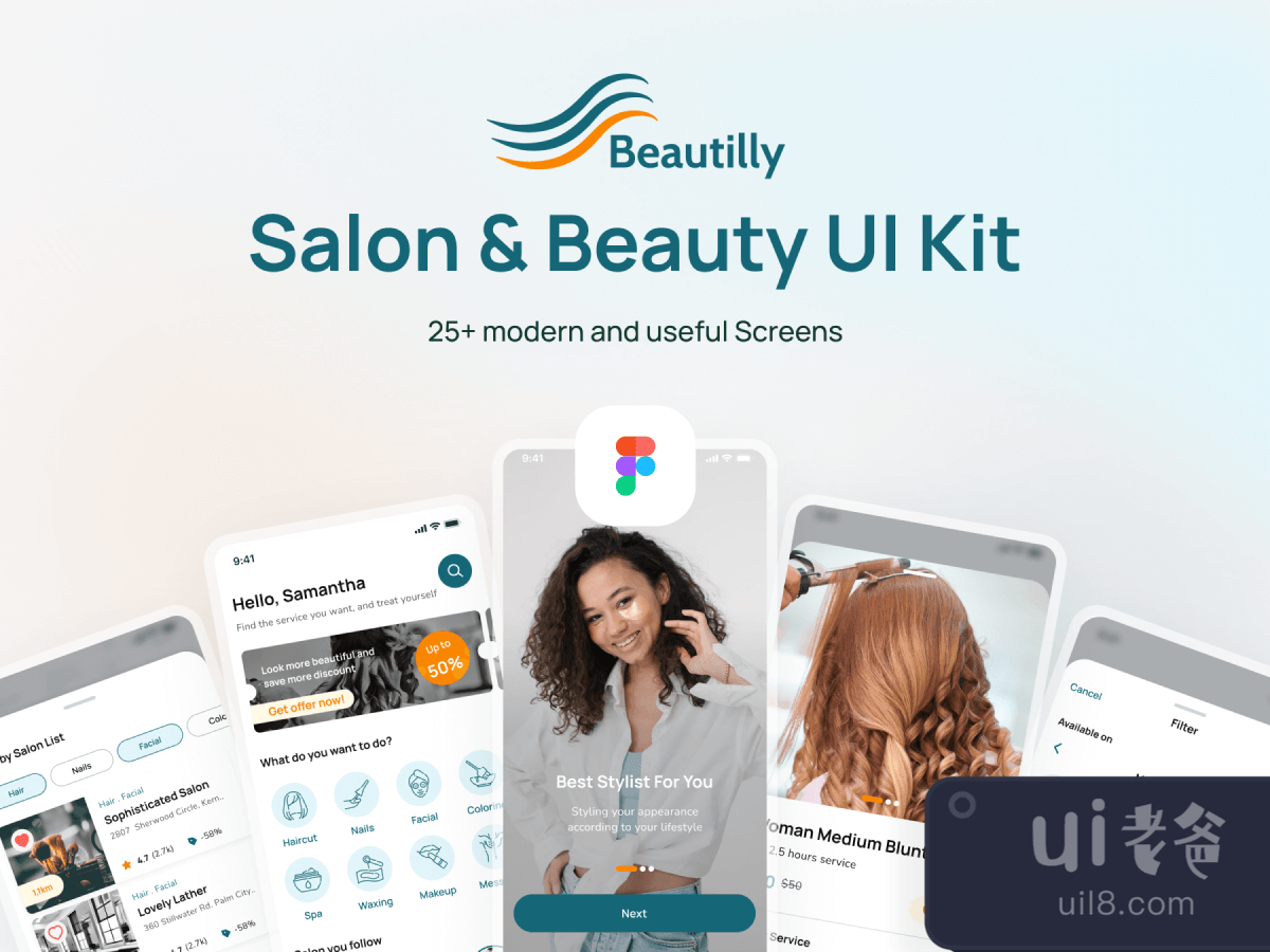 Salon & Beauty UI Kit for Figma and Adobe XD No 1