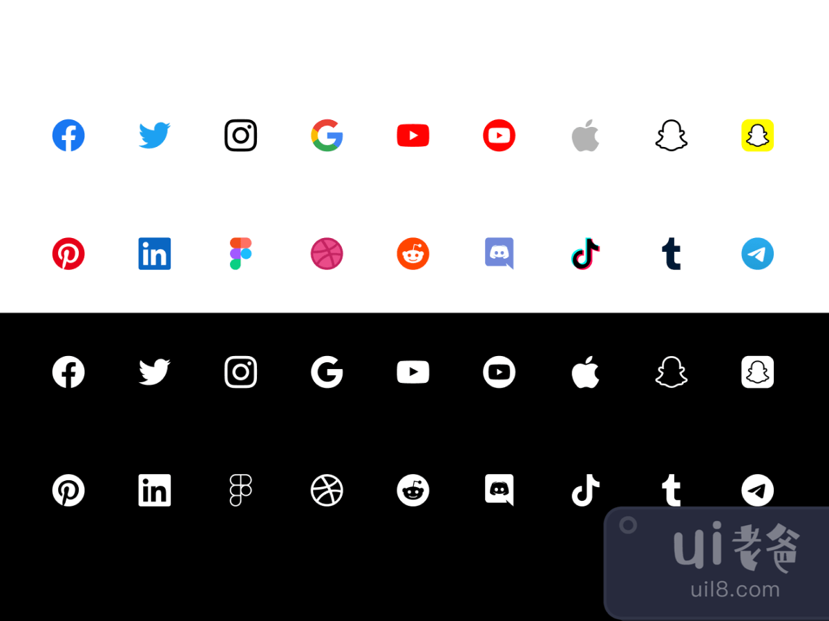 Social Icon Pack for Figma and Adobe XD No 1