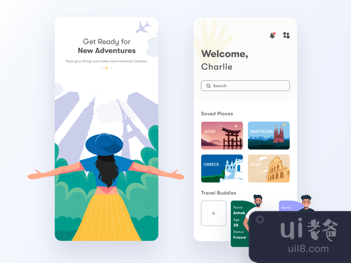 Travel Exploration App for Figma and Adobe XD No 1