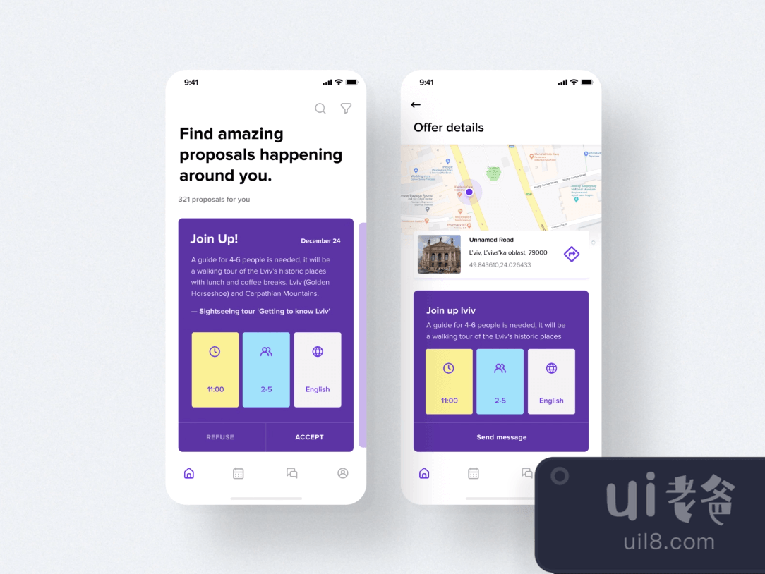Travel Map App for Figma and Adobe XD No 1