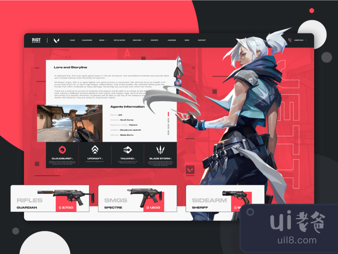 Valorant  Agent Jett for Figma and Adobe XD No 1
