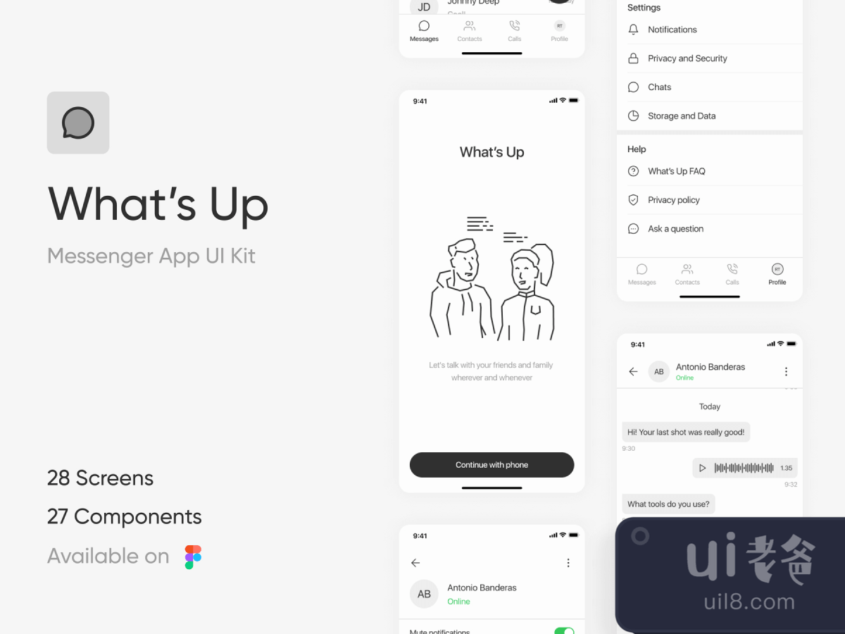 Whats Up  Messenger App UI Kit for Figma and Adobe XD No 1